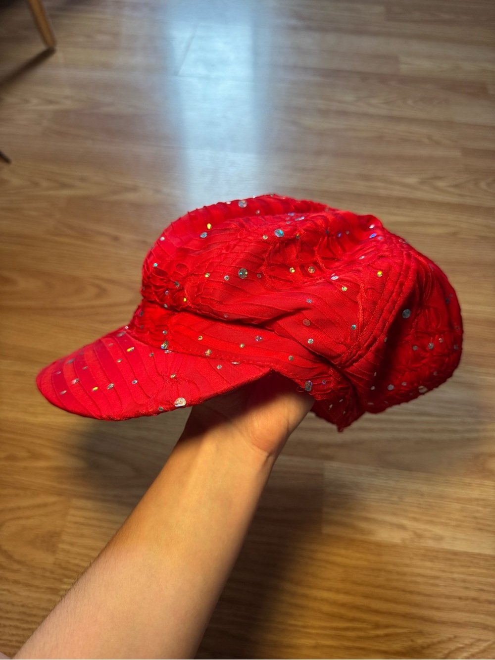 Red Sparkle Newsboy Cap